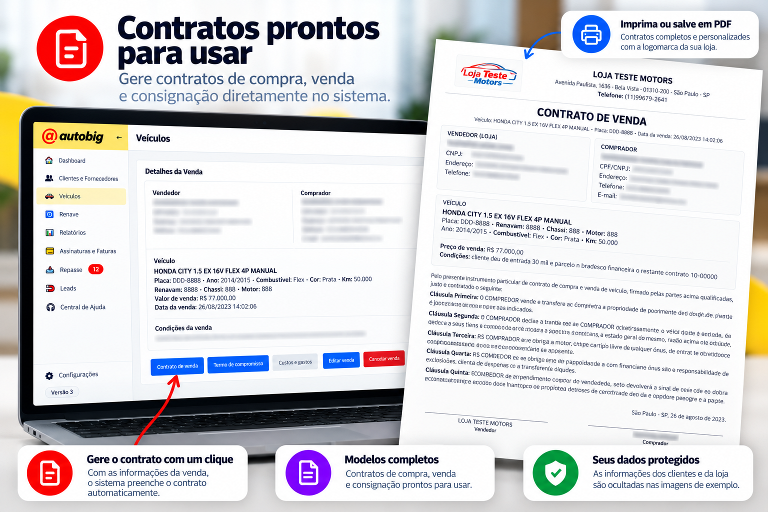 Geração de contratos de compra, venda e consignação no Autobig